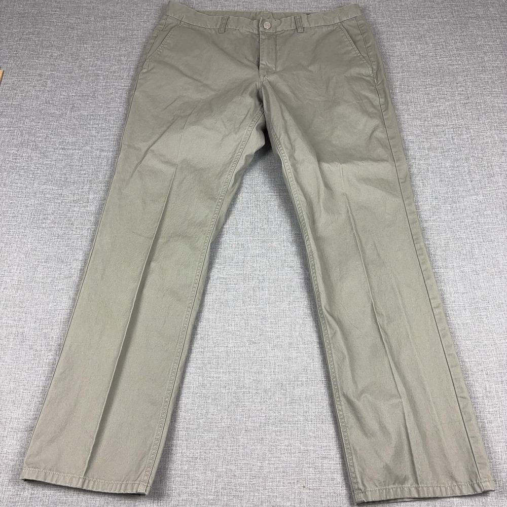 Bonobos Pants Mens 36x32 Beige Chino Flat Front Straight Cotton Casual Pockets